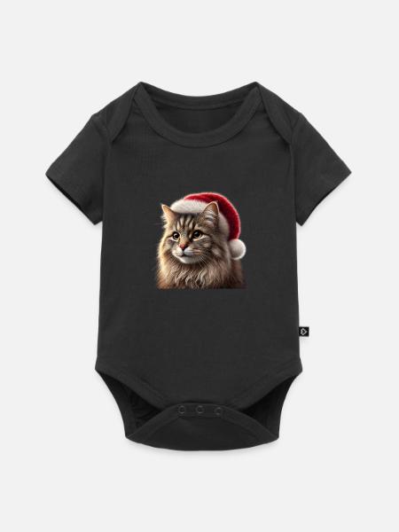 Christmas Cat - Baby Premium Kurzarmbody - Schwarz