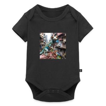 Gecko in China Tier Lebewesen Drachen Dragon - Baby Premium Kurzarmbody - Schwarz - Vorne