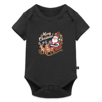 Santa Claus Reindeer Sleigh Merry Christmas - Baby Premium short-sleeve bodysuit - black - Front