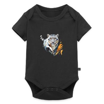 Léopard des neiges art vectoriel avec illustration vibrante - Body à manches courtes Premium Bébé - noir - Devant
