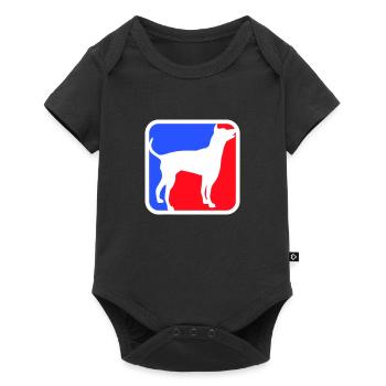 Symbole de silhouette de chien rouge bleu logo de sport carré - Body à manches courtes Premium Bébé - noir - Devant