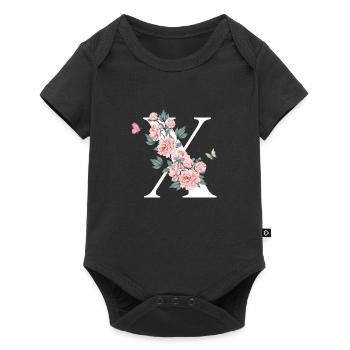 Letter x Pink Flowers - Baby Premium short-sleeve bodysuit - black - Front