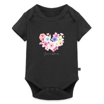 Love in Bloom Flower Design - Baby Premium short-sleeve bodysuit - black - Front