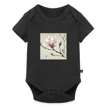 Japanese style magnolia flower - Baby Premium short-sleeve bodysuit - black - Front