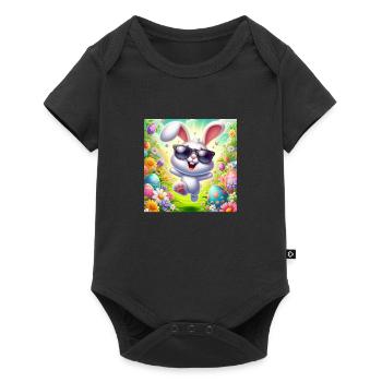 Joyeux lapin de Pâques - Body à manches courtes Premium Bébé - noir - Devant