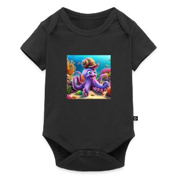 Squid with a funny snail in the reef - Baby Premium short-sleeve bodysuit - black - Front