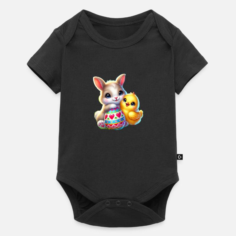 Oeuf de poussin de lapin de Pâques - Body à manches courtes Premium Bébé - noir