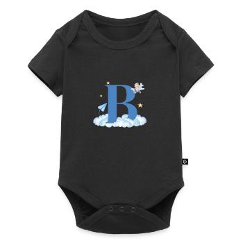 Letter b blue clouds airplane child - Baby Premium short-sleeve bodysuit - black - Front
