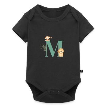 Letter M Green Jungle Animals - Baby Premium short-sleeve bodysuit - black - Front
