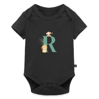 Letter r green jungle animals - Baby Premium short-sleeve bodysuit - black - Front