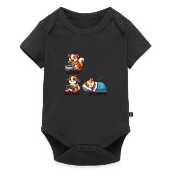 Gamer Hamster – Eat, Game, Sleep, Repeat - Baby Premium short-sleeve bodysuit - black - Front