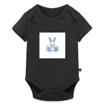 Bunte Ostern mit Hase - Baby Premium Kurzarmbody - Schwarz - Vorne