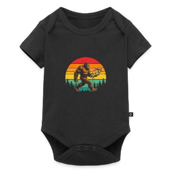 Bigfoot Pizza Lover Sasquatch Retro Sonne 80er - Baby Premium Kurzarmbody - Schwarz - Vorne