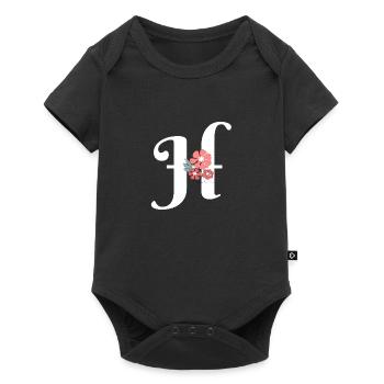Buchstabe h Minimalistische Blumen - Baby Premium Kurzarmbody - Schwarz - Vorne