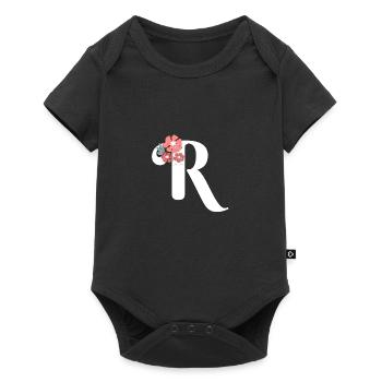Lettre r fleurs minimalistes - Body à manches courtes Premium Bébé - noir - Devant