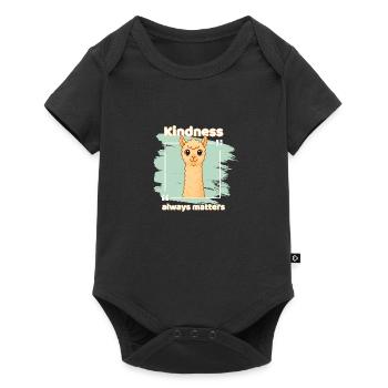Friendliness counts – Fluffy alpacas - Baby Premium short-sleeve bodysuit - black - Front