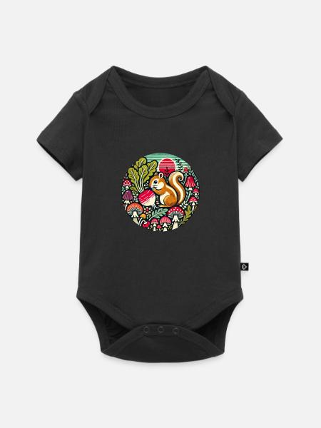 Niedliches Streifenhörnchen - Baby Premium Kurzarmbody - Schwarz