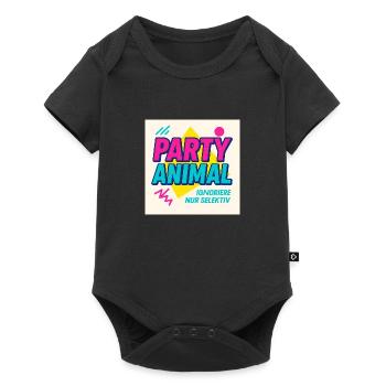 Party Anima.l– Neon Beat Edition - Baby Premium Kurzarmbody - Schwarz - Vorne
