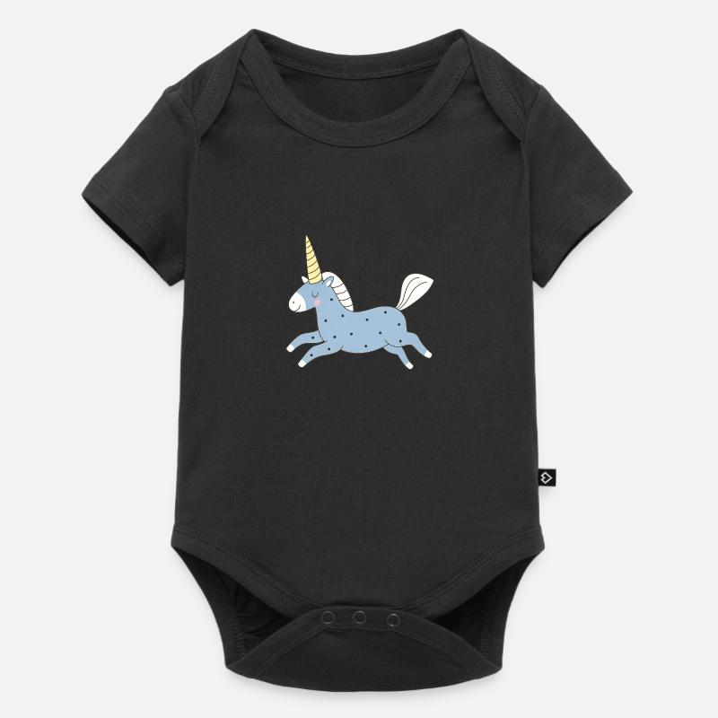 licorne mignonne en bleu - Body à manches courtes Premium Bébé - noir