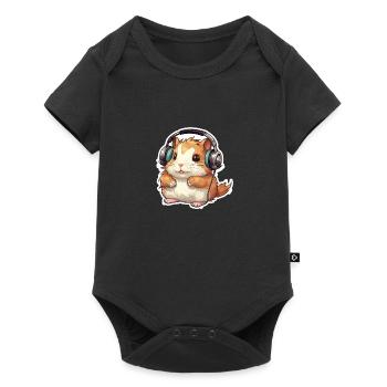 A cute hamster playing video games - Baby Premium short-sleeve bodysuit - black - Front