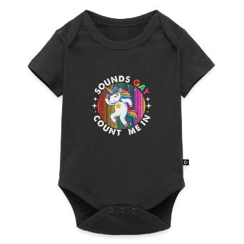 Dancing Unicorn Cowboy Hat - Baby Premium short-sleeve bodysuit - black - Front