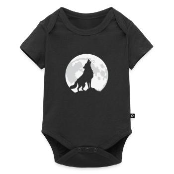 Heulender Wolf mit riesigem Mond - Vektor - Baby Premium Kurzarmbody - Schwarz - Vorne