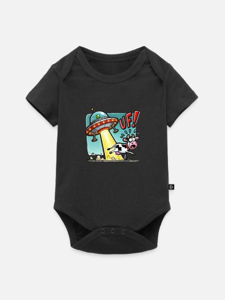 ufo kuh - Baby Premium Kurzarmbody - Schwarz
