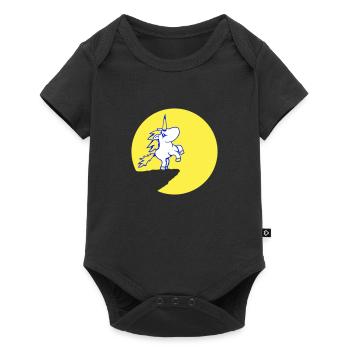 Unicorn Cliff Moon Mountain Round Night Cute Cartoon - Baby Premium short-sleeve bodysuit - black - Front