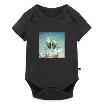 À plus tard Lettrage 2 Oiseaux Pôle Humour - Body à manches courtes Premium Bébé - noir - Devant