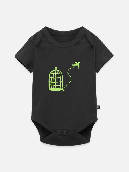 Käfig - Vogel fliegt - Baby Premium Kurzarmbody - Schwarz