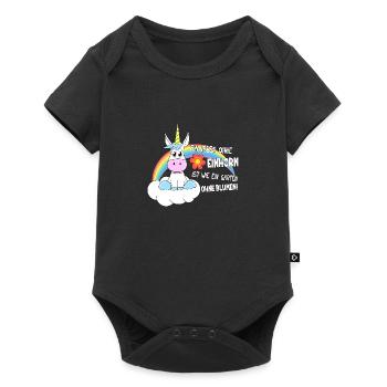 Einhorn Garten ohne Blume - Baby Premium Kurzarmbody - Schwarz - Vorne