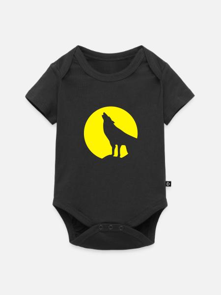 Wolf und Vollmond - Baby Premium Kurzarmbody - Schwarz