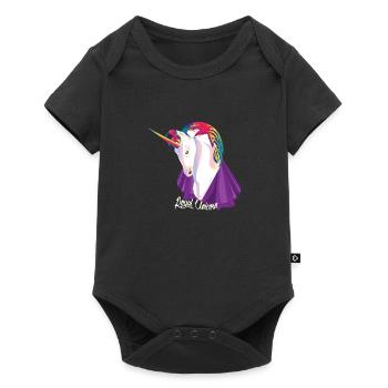 Royal pink unicorn with cape - Baby Premium short-sleeve bodysuit - black - Front