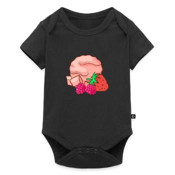 Crème glacée crème glacée crème glacée aux fraises framboise - Body à manches courtes Premium Bébé - noir - Devant
