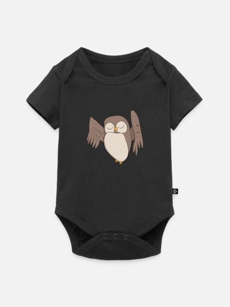 Eule Kauz - Baby Premium Kurzarmbody - Schwarz