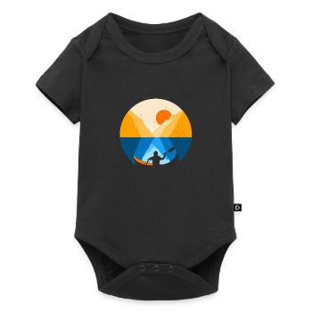 Canoë-kayak dans le fjord au lever du soleil - Body à manches courtes Premium Bébé - noir - Devant