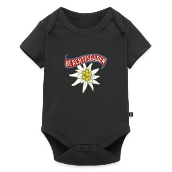 Berchtesgaden Schriftzug Edelweiß - Baby Premium Kurzarmbody - Schwarz - Vorne