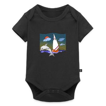 Segelboot - Baby Premium Kurzarmbody - Schwarz - Vorne