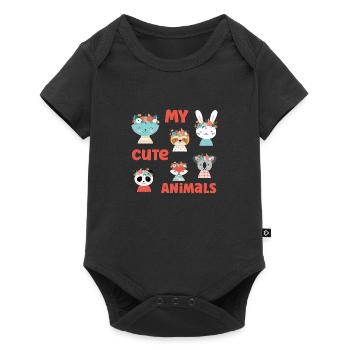 Mes animaux mignons, chat lapin, panda, - Body à manches courtes Premium Bébé - noir - Devant