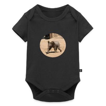Kleiner Elefant im Laufschritt - Baby Premium Kurzarmbody - Schwarz - Vorne