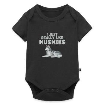 J’aime vraiment Huskies Dog Gift - Body à manches courtes Premium Bébé - noir - Devant