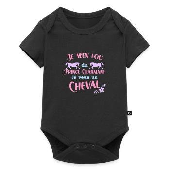 Je M'en Fou Du Prince Charmant Cadeau Cavalières - Body à manches courtes Premium Bébé - noir - Devant