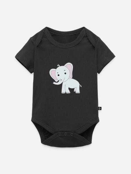 Elefant niedlich - Baby Premium Kurzarmbody - Schwarz