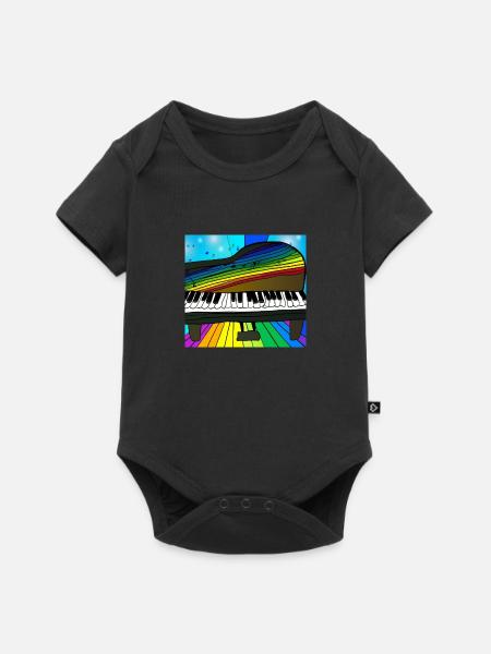 Piano auf Regenbogen - Baby Premium Kurzarmbody - Schwarz