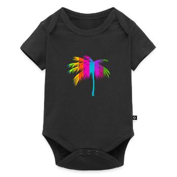 Tropical Beach Paradise Palm Rainbow 2 - Baby Premium short-sleeve bodysuit - black - Front