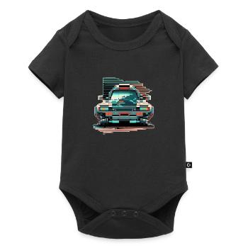 Front of a car in pixelated 8 bit style - Baby Premium short-sleeve bodysuit - black - Front