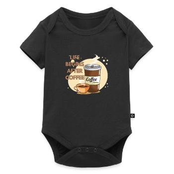Life Begins After Coffee - Baby Premium Kurzarmbody - Schwarz - Vorne