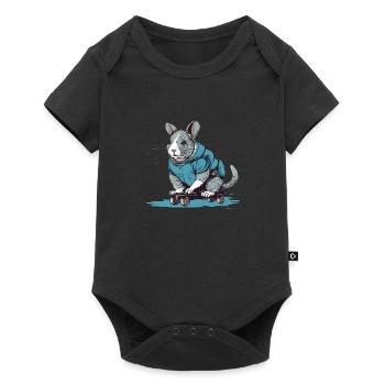 Thechinchilla on a skateboard with a hoodie - Baby Premium short-sleeve bodysuit - black - Front