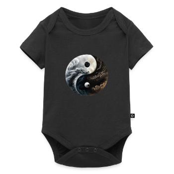 Ying Yang Motiv - Baby Premium Kurzarmbody - Schwarz - Vorne