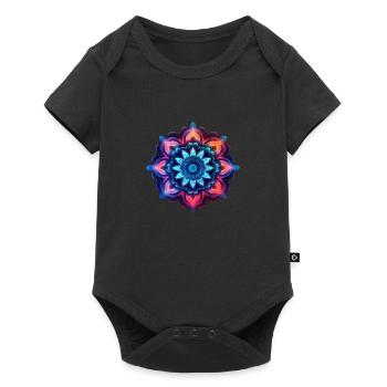 Mandala colorful flower neon - Baby Premium short-sleeve bodysuit - black - Front